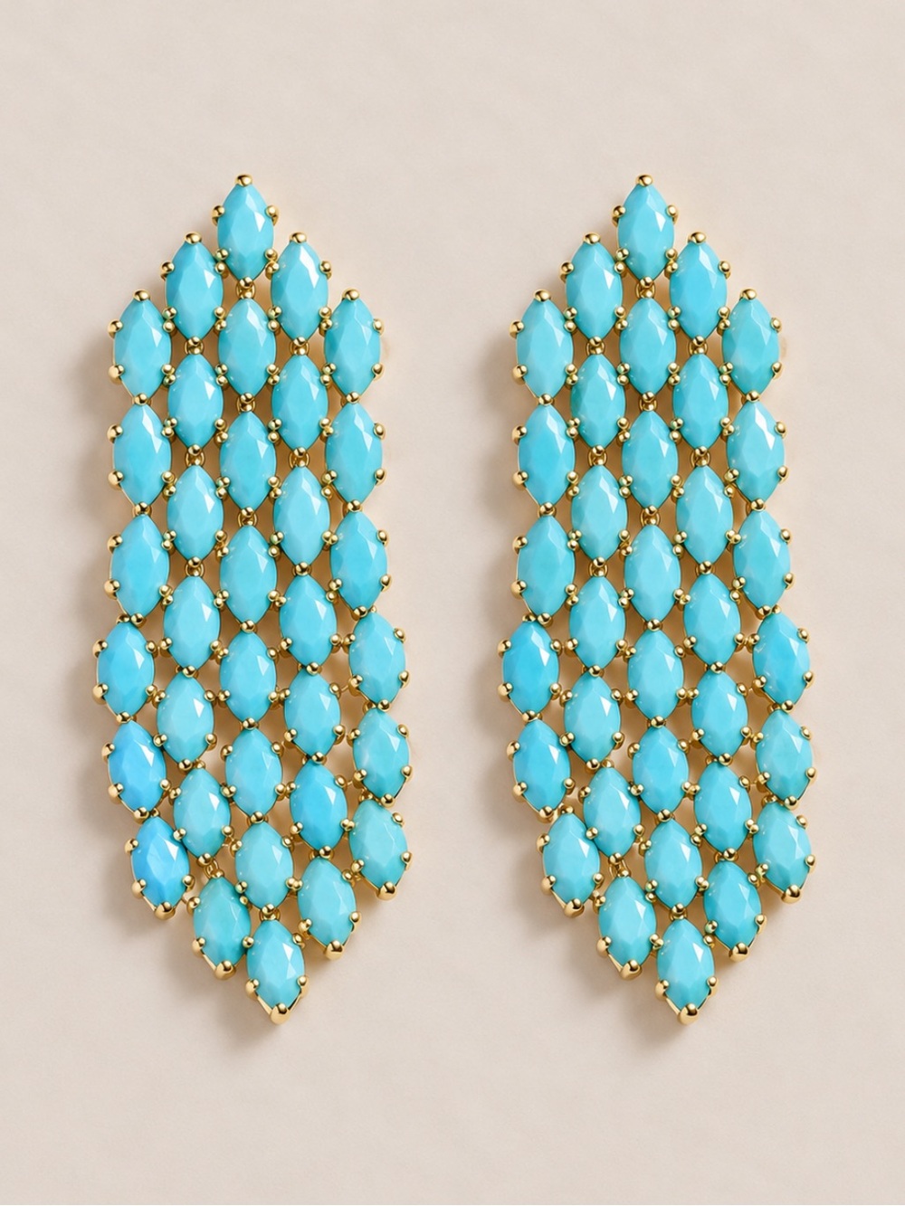 New! Turquoise Marquis Fringe Tassel Statement Earrings NWOT